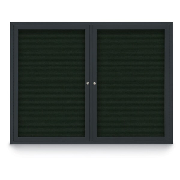 48"x36" 2-Door Enclosed Outdoor Letterboard, Green Felt/Black